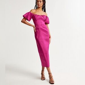NWT Abercrombie & Fitch Taffeta Off-the-shoulder Midi Dress